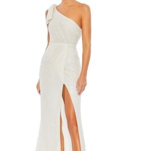 Mac Duggal Gown - Pearl Embellished One Shoulder (SIZE 10)